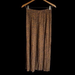 Vintage Paco Soler M/L Leopard Animal Print Crinkle Maxi Skirt Pull On Waist USA